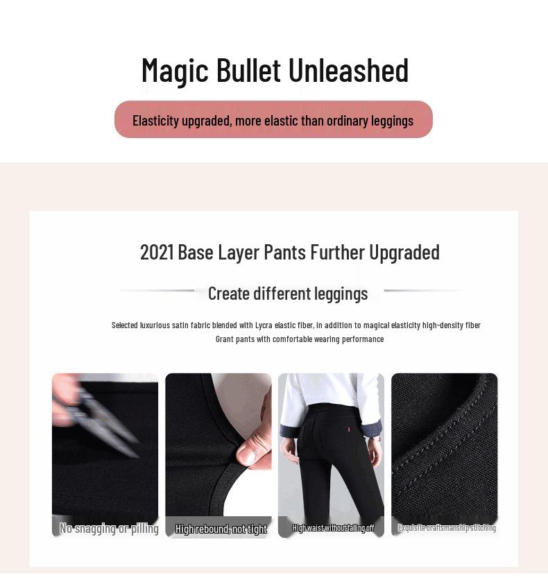 Women's Black High-Waisted Slim-Leg Pants - Velvet Lined, Elastic Waist, Tight-Fit, Petite, Ideal for Autumn/Winter.