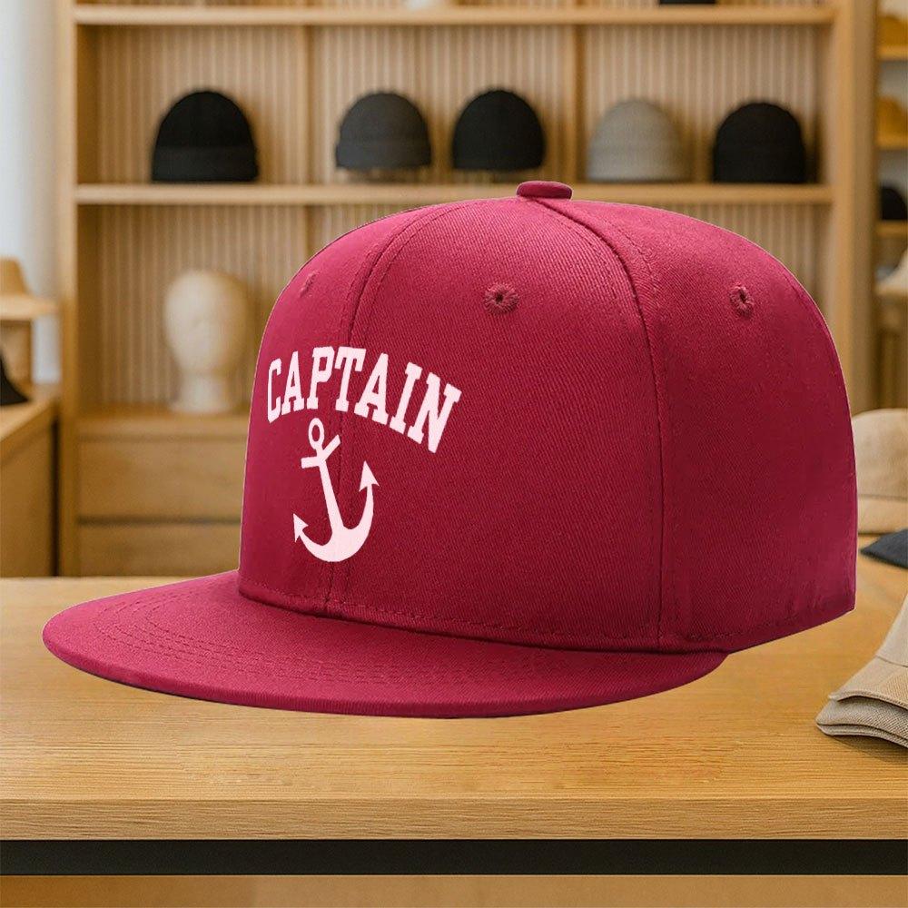 Captain Anchor Print Polyester Baseball Cap Adjustable Snapback Hat Casual Streetwear for Adults