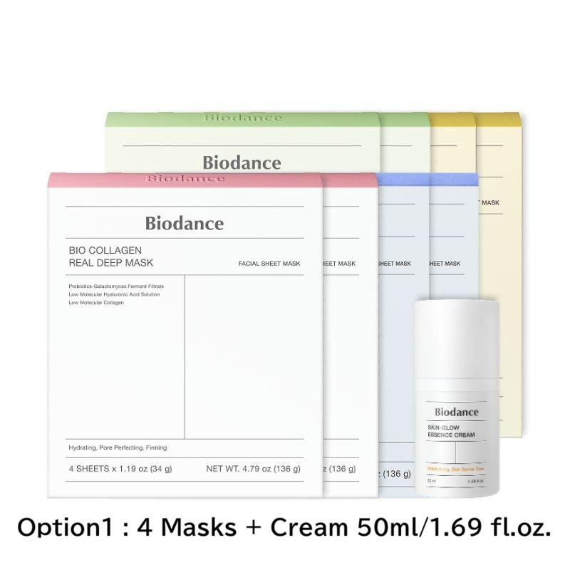 

Biodance Real Deep Mask & Essence Cream Set Hydrogel Mask + Moisturizing Cream (Option 1 / Option 2) Option1: 4 Masks + Cream 50ml / 1.69 fl.oz.