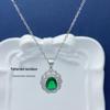 S925 Sterling Silver Emerald Zircon Necklace - Elegant Women's Versatile Style