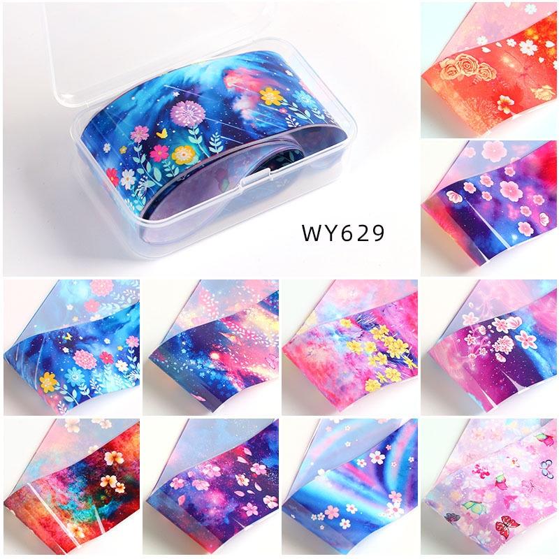 

10 шт./кор. 4*50 см фольга для ногтей Butterflyl цветок переводные наклейки для ногтей наклейки для украшения дизайна ногтей