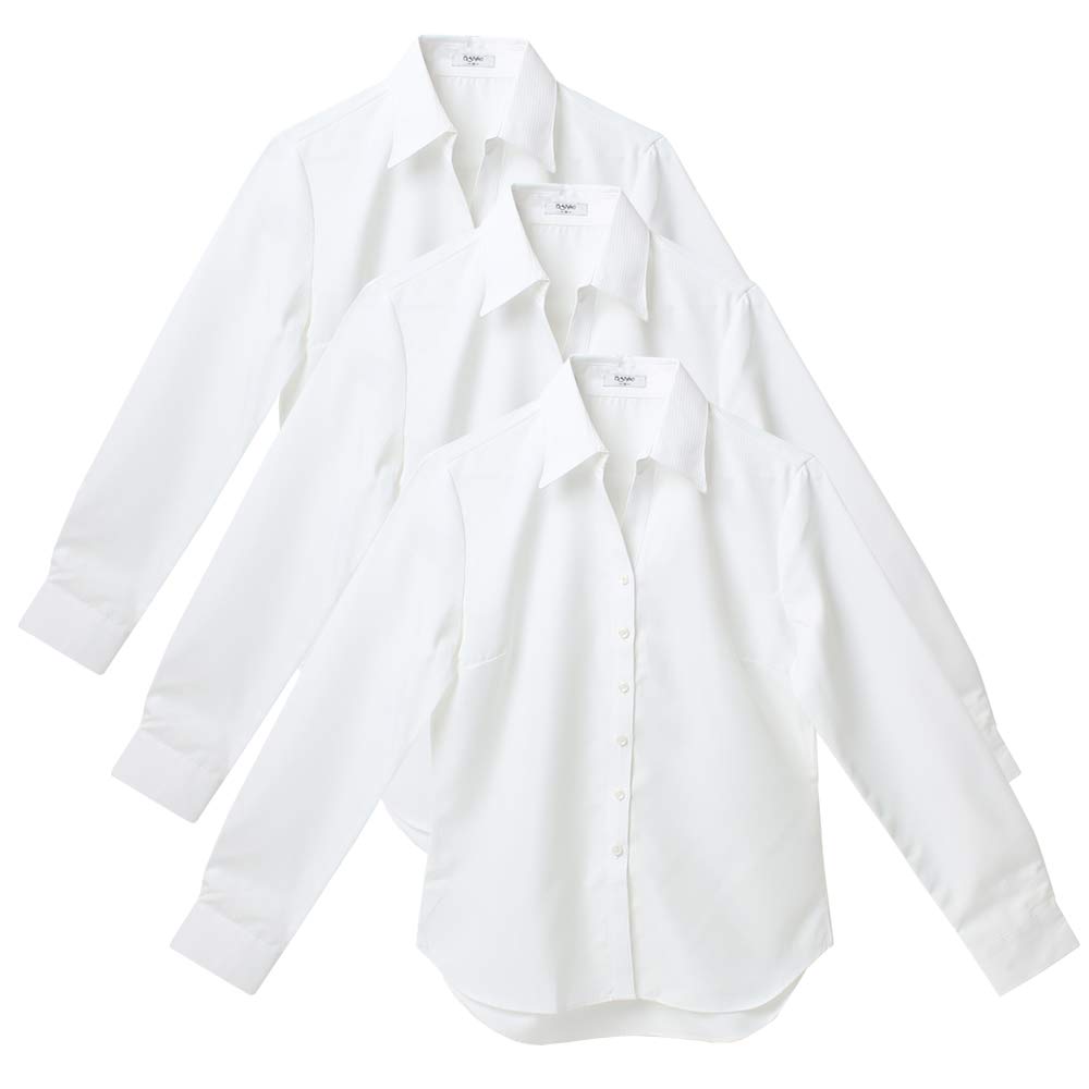 Set of 3 Long Sleeve Office Women's Shirts, Blouses, Wear, Uniforms, Business, Recruitment, Tops/al1-l22-3s-M-l1-02-b2