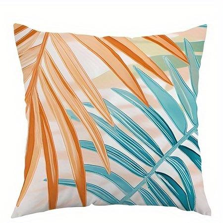 Tropical Beach Sun Pattern Double-Sided Printed Pillow Cover Short Plush Suitable Living Room Bedrooms Sofas Throw Cushion Cover