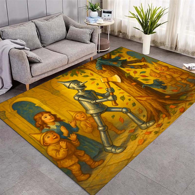 Wizard of Oz Fairy Tale Character Print Area Rug Non‑Slip Floor Mat Carpet for Living Room Bedroom Home Art Decoration