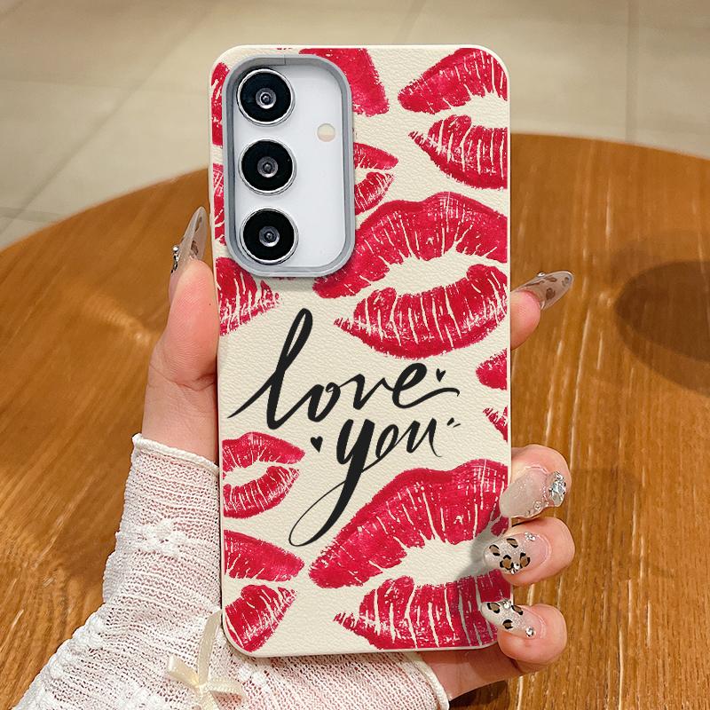 

Красный Принт Губ Ударопрочный Магнитный Чехол Для Samsung S25 Ultra S24 FE S23 Plus S22 S21 Беспроводная зарядка Матовый ТПУ Мягкая Кожа Текстура Тонкий Чехол Для Телефона Samsung S20 FE теплый белый
