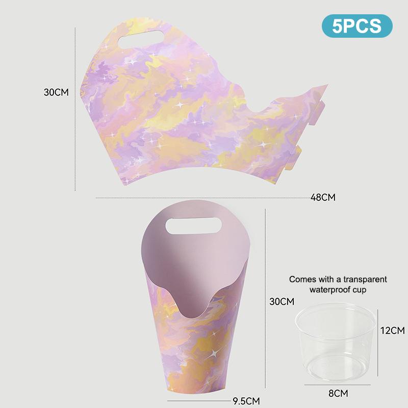 5 Piezas Caja de Flores Impermeable Bolso para Ramo Grueso Caja de Embalaje para Flores Bolso de Papel Kraft Resistente a los Arañazos Para Fiesta Festival
