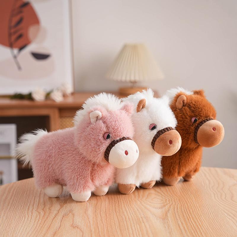 1 Pièce Poupée Faite Main Dessin Animé Anime Mignon Oreiller 21Cm Simulation Poupée Cheval Jambes Courtes Peluche Jouet Amusant Cadeau pour Enfants