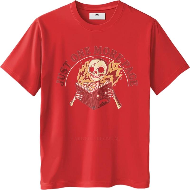 Casual summer For him t shirt Skeleton Reading Book With Flames Short Sleeve Workout O Neck tees men cotton tshirt male tops