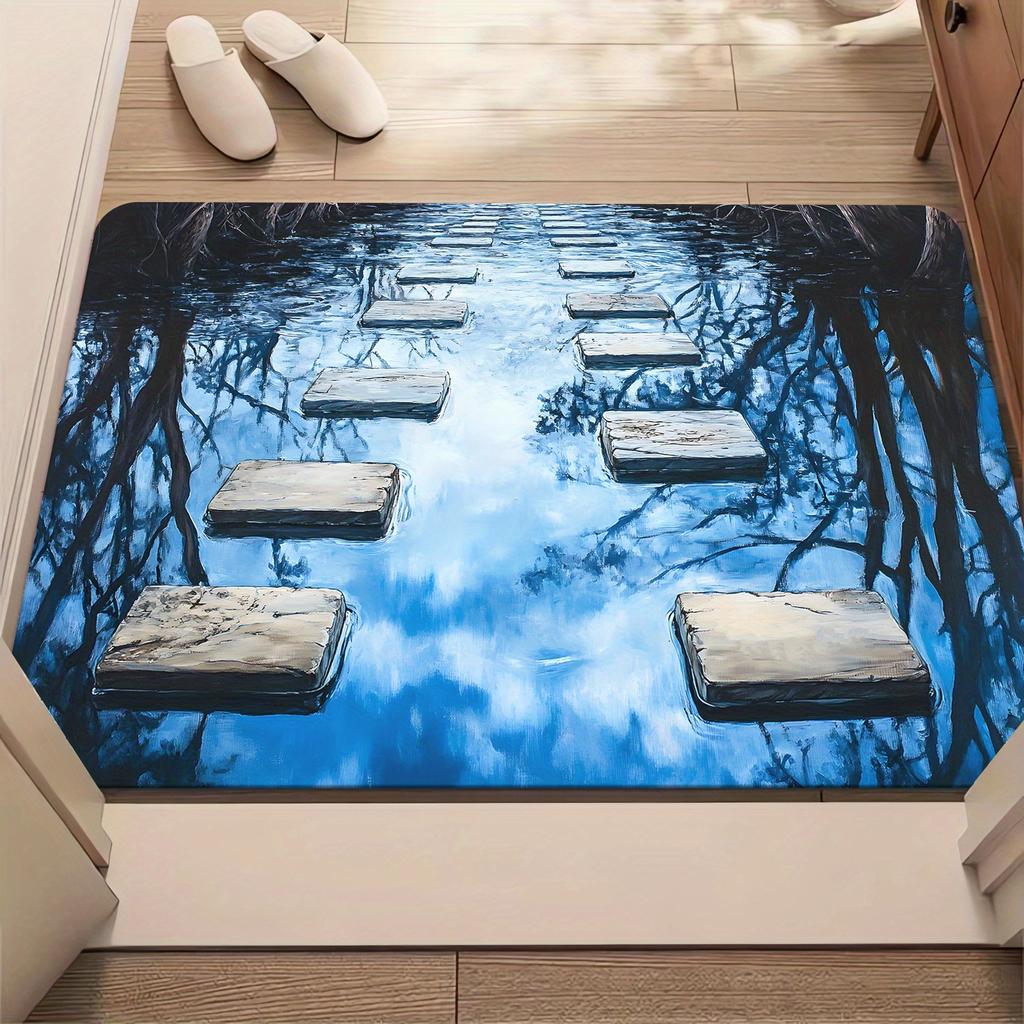 3D Visual Effect Phantom Pattern High Definition Printed Non-Slip Door Mat Absorbent Washable Rug for Bathroom Living Room Yoga