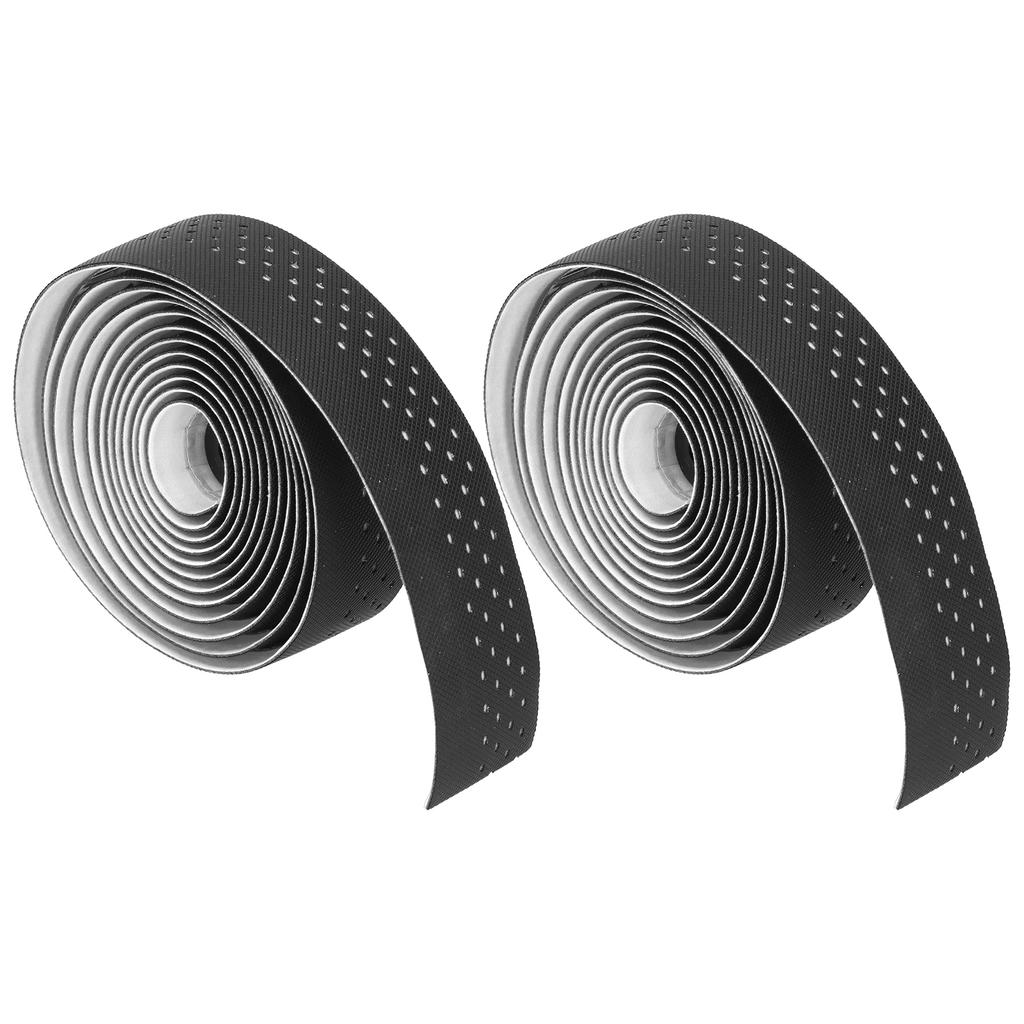 Road Bike Breathable Handlebar Tapes Bicycle AntiSlip Handle Grip Wraps with Bar Plugs(Black )