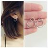 925 Sterling Silver Double Round Stud Earrings For Women Party Wedding Jewelry Pendientes Eh470