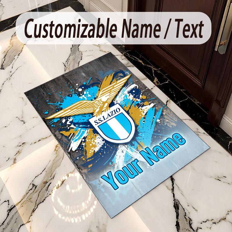 Tappeto in Velluto di Cristallo Stampa Lazio FC Testo Nome Personalizzato Tappetino Decorazione per la Casa