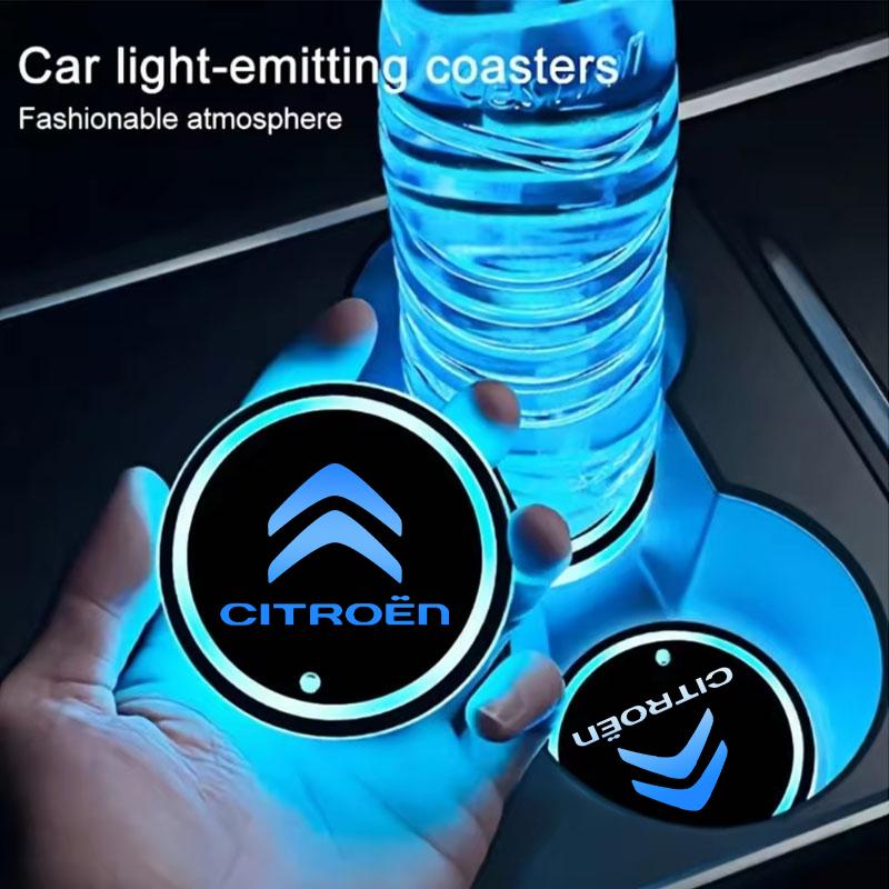 7 Color LED Car Cup Holder Light Luminous Coaster Water Cup Pad For Citroen C3 C4 X7 Xsara Picasso Crosser C-ELYSEE JUMPY NEMO