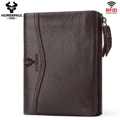 Νέα RFID ανδρική προστασία πορτοφολιού μπλοκαρίσματος Αντικλεπτική σάρωση Ανδρικό δερμάτινο Biflod κοντό πορτοφόλι Θήκη κέρματος Θήκη Casual Money Bag