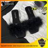 Women's 2026 Summer Fairy Style Furry Slippers - Girly Korean One-Strap Slides, Versatile with Skirts