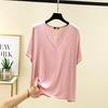 Women's Solid Color V-Neck Cotton Modal Short Sleeve Loose Top