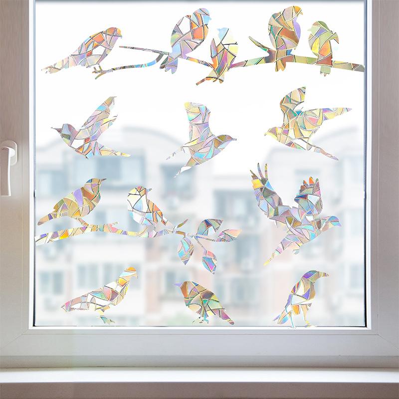 Sunshine Catcher, Colorful Window Stickers, Sun Catcher, Rainbow, Prism, Tree Branches and Birds, Glass Stickers, Anti Collision Window Stickers