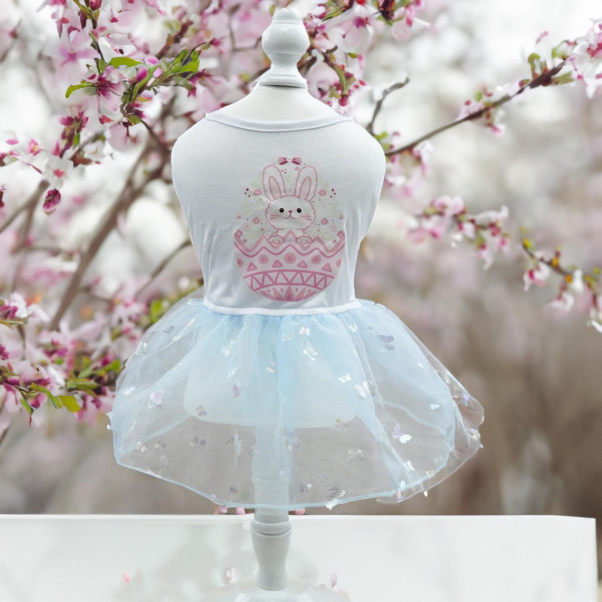 

Pet clothes dog rabbit summer fresh wedding dress easter factory XL белый