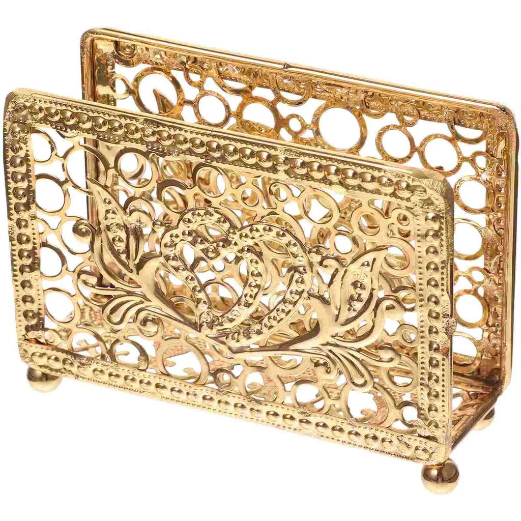 Porte-serviettes rétro en métal vertical pour bureau, porte-mouchoirs de table design carré ajouré, présentoir de rangement de papier pour restaurants, dîners, bureaux
