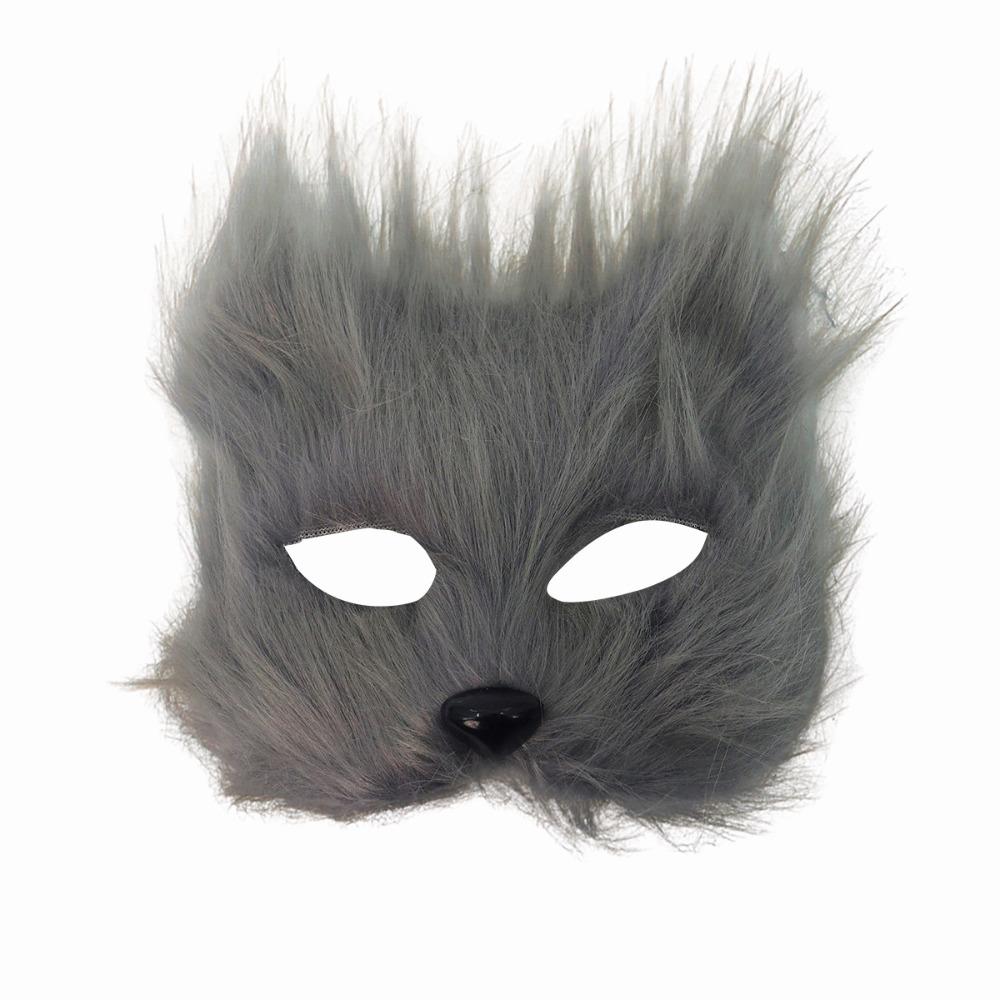 Cartoon Half Face Mask Animal Halloween Plush Masks Funny Eye Mask  Costume Party Supplies