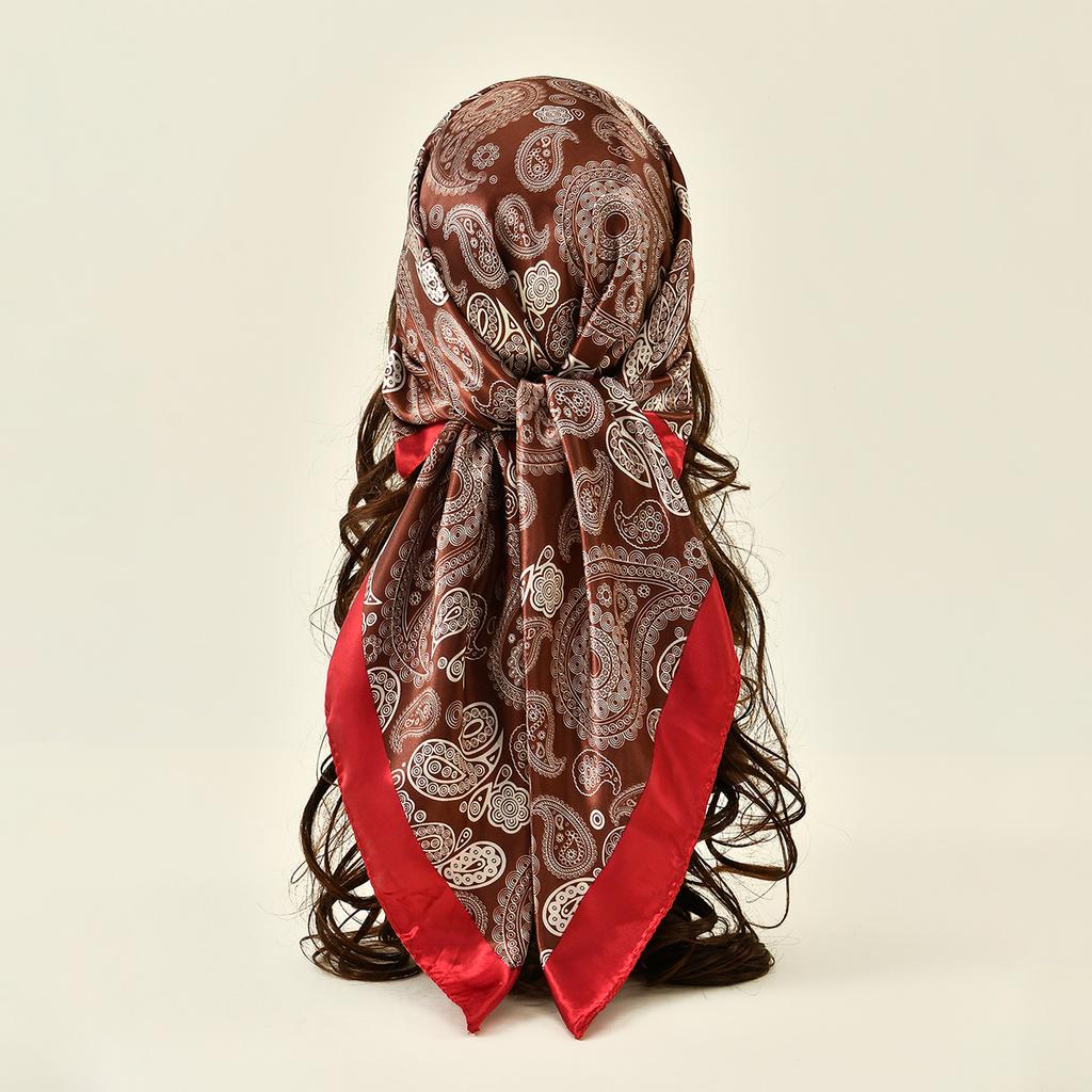 90*90cm Paisley Printed Silk Scarf Women Square Scarves Wrap Kerchief Summer Luxury Headband Hijab High Quality Shawls Bandana