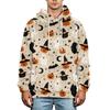 Herren Halloween Print Hoodie Übergröße Flanell Lässiger Pullover Sweatshirt für Herbst und Winter