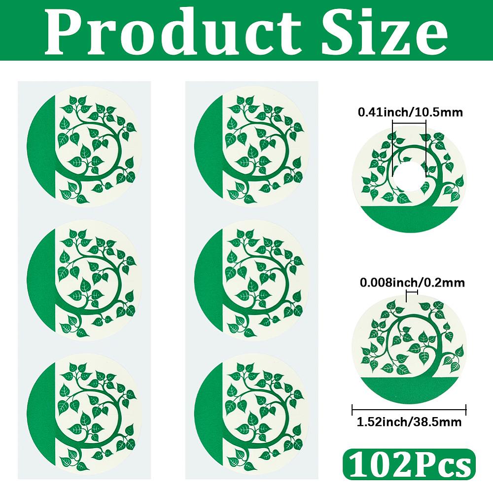 102Pcs Self-adhesive Blackout Window Film Sticker Flat Round with Tree Green 38.5x0.2mm