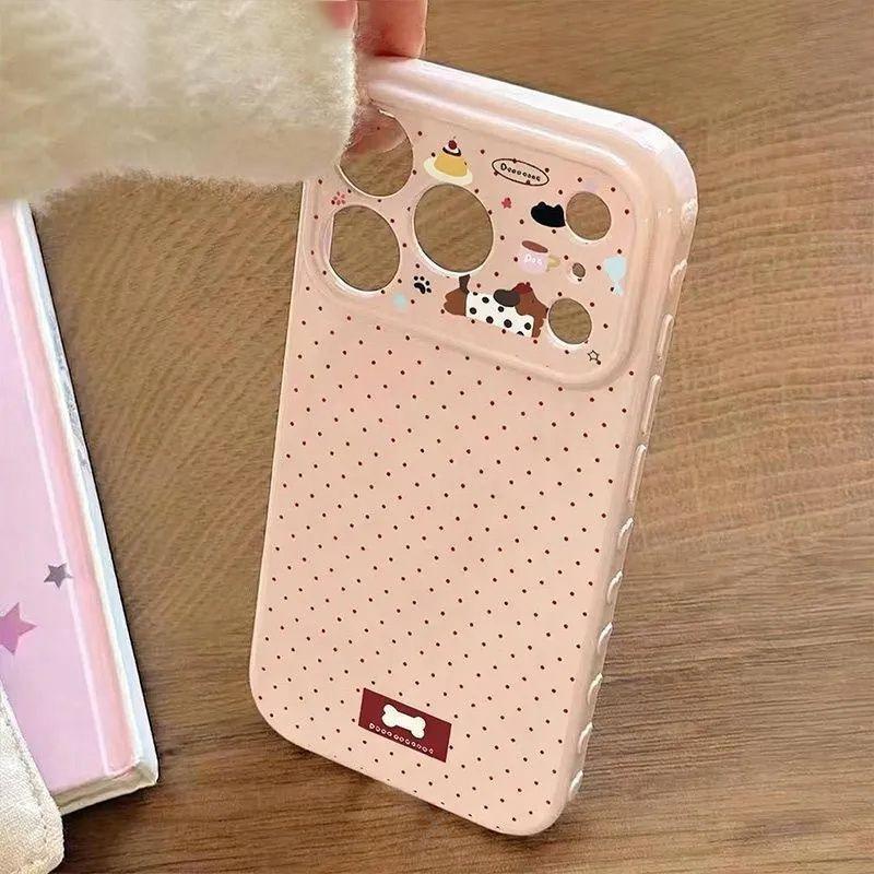 

Polka Dot Dachshund Heart Soft Case for Apple 17 Pro Max, Full Coverage for 16, 15, 14, 13 Apple 16 Pro Max