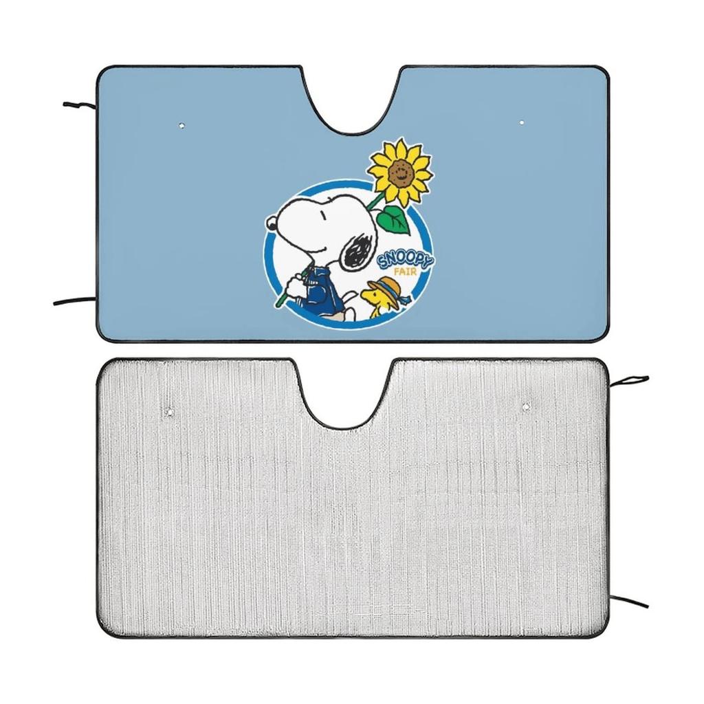 Snoopy Car Sunshade, Insulating, Suction Cup Sunshade, UV Protection, Perfect for Car Camping, Cute and Stylish, 130x70cm (Sunflower B)