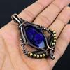 Blue Sapphire Gemstone Pure Copper Wire Wrapped Designer Handmade Pendant Jewelry For Wedding Gift
