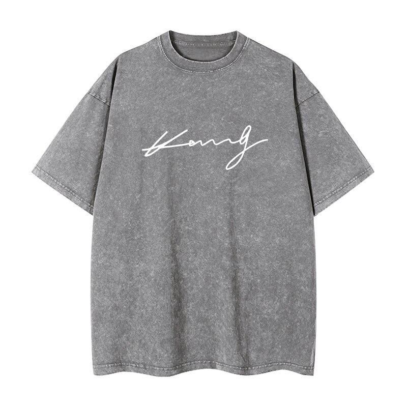 New Heavy Men's Washed Vintage Oversized T-Shirts Street Punk T Shirt women Harajuku Casual Cotton Short Sleeve Tee top