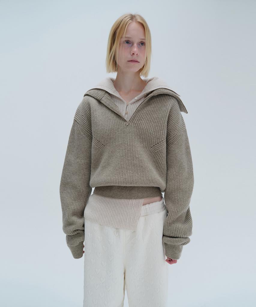 Daiaegeuneol Sailor Half Zip Up Knit (Brown)
