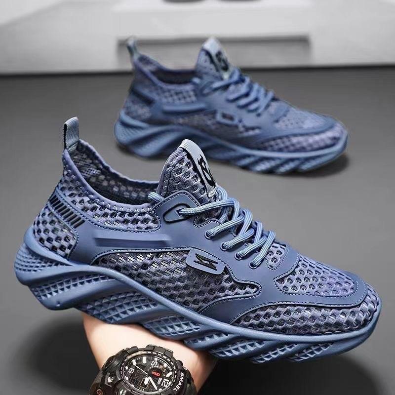 

Thin Breathable Mesh Casual Shoes Men Hollow Soft Sole Lightweight Sports Walking Shoes 44 синій