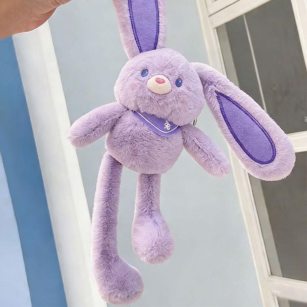 Cute Pull Ear Rabbit Plush Soft Stuffed Bunny Doll Bag Pendant Stress Relief Creative Gift for Kids 20cm