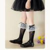 Stylish Sweet Bowknot Socks Lace Middle Calf Socks for Children Comfortable Stackable Hosiery for Various Occasion