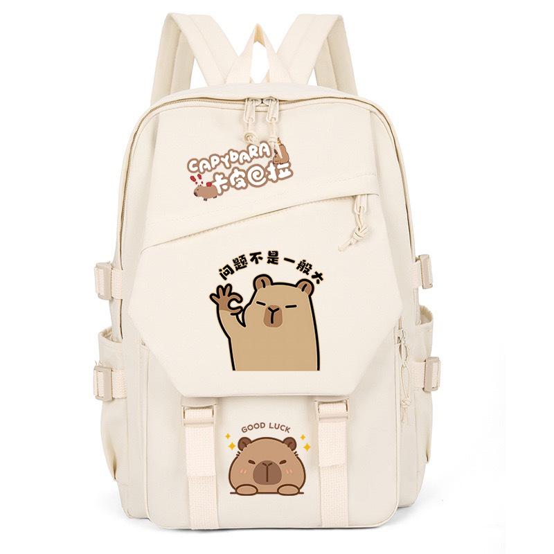 New Kapibara cute emoji print college light style primary and secondary school students spine bag