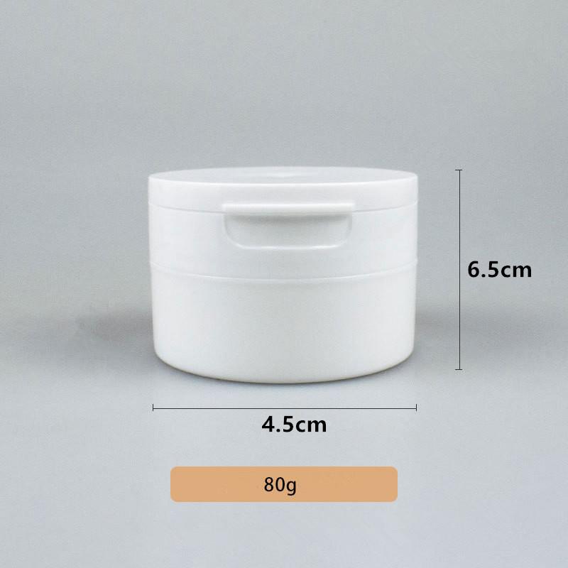 

Бутылочка для зубного порошка 80/100 г с широким горлом и крышкой-флип, ложка в комплекте. Банка для крема-смывки для макияжа. Контейнер для ватных дисков.