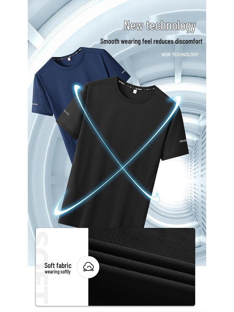 Quick-Dry Men's Plus Size Round Neck Short Sleeve T-Shirt (L-9XL) - Thin Summer Top, Fits Up To 300 Jin