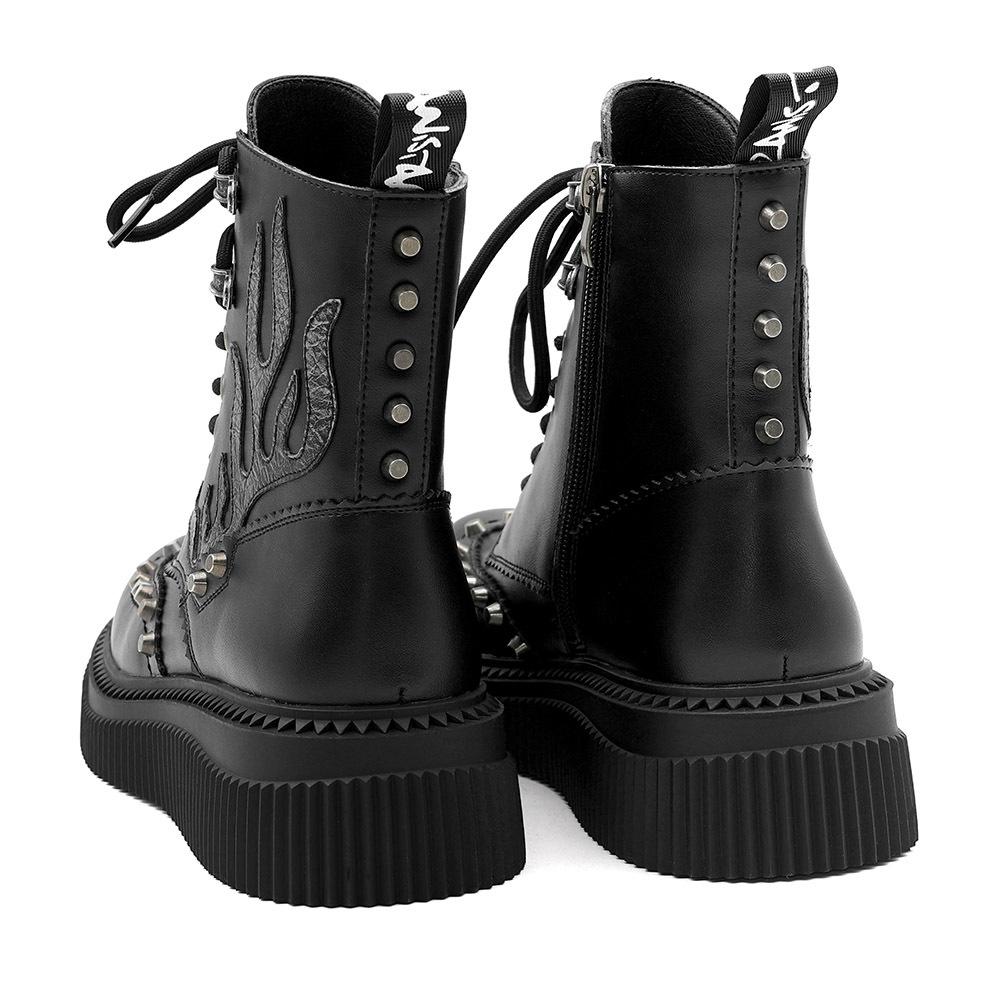 Autumn/Winter Unisex High-Top Punk Retro Flame Thick-Soled Height-Increasing Martin Boots