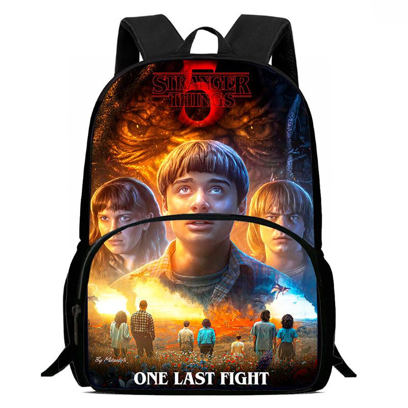 Stranger Things Printed Backpack Stranger Things5 Student School Bag Cartoon Lightweight Front Bag Backpack