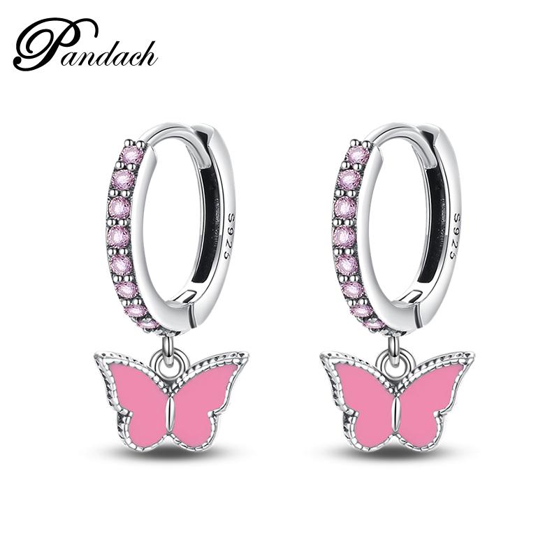 Brincos Exquisitos de Abelha, Borboleta e Joaninha em Prata de Lei 925 Para Mulheres Românticos Brincos em Forma de Coração Rosa Joias para Festa de Casamento