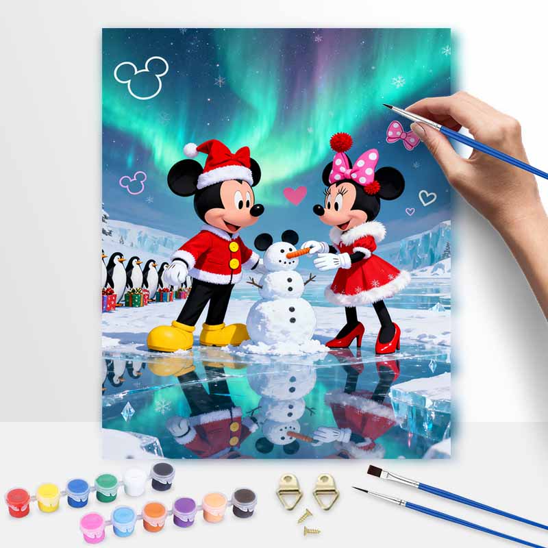 Disney Oil Paint Digital Painting Art Kit Christmas Snowman Winter Scene FillIn Painting Home Decor 20x30cm
