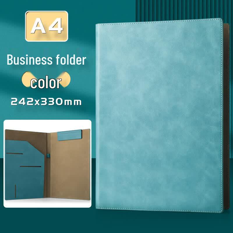 A4 Multifunctional Business Leather Folder Clipboard синий