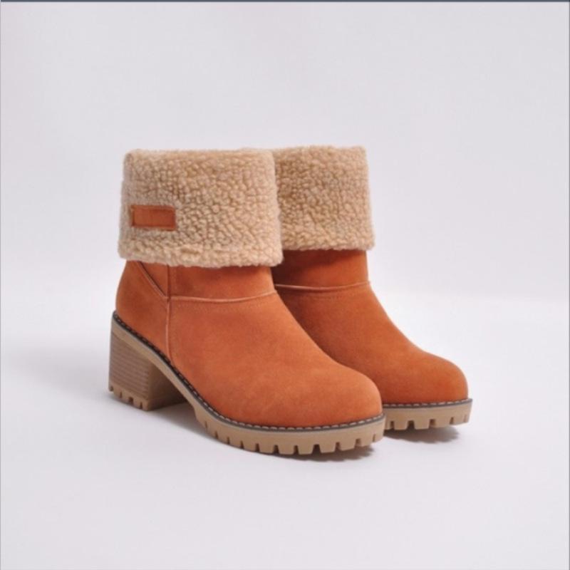 Winter-Schneestiefel für Damen in Übergröße - Klobiger Absatz, Dicke Sohle, Lammwollfutter, Auf Lager