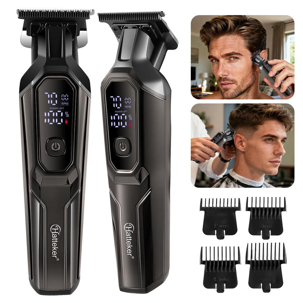 Hatteker Multi-Functional Hair Clipper with Digital Display Multiple Guide Combs 3-Color Options for Men's Grooming