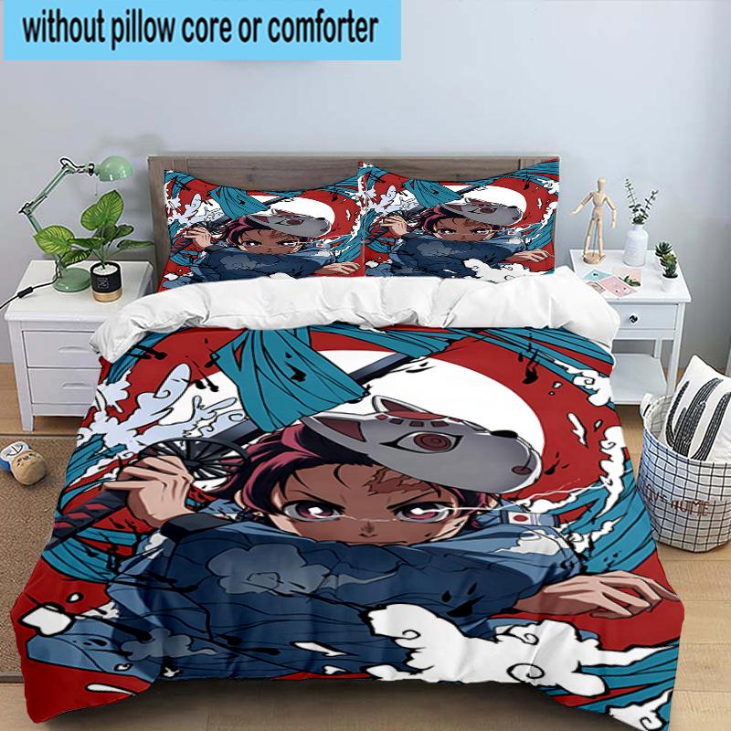 3PCS Vibrant Anime Characters 3pcs Bedding,Including 3PCS Duvet Cover And 2pcs Pillowcases Perfect for Christmas,Ideal for Bedroom, Dormitory