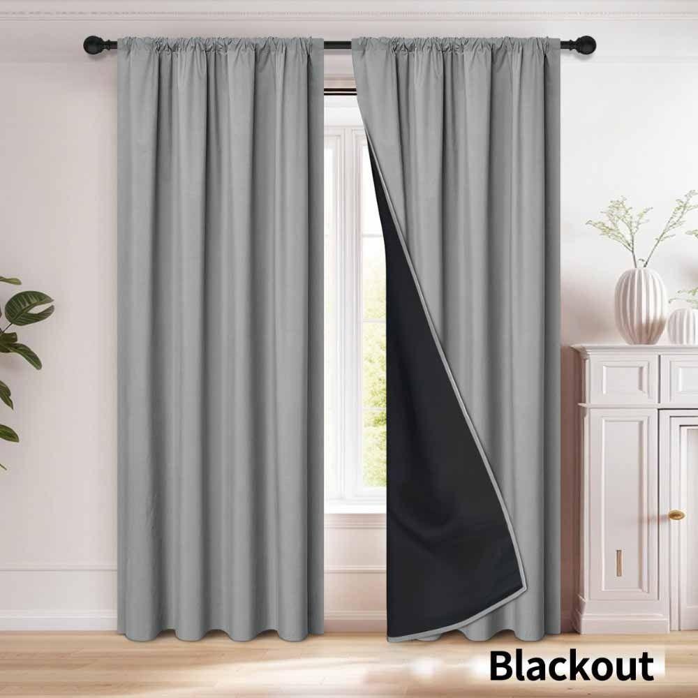 Coated Lining Blackout Curtain with Rod Pocket Curtains for Bedroom Window Curtain Kitchen