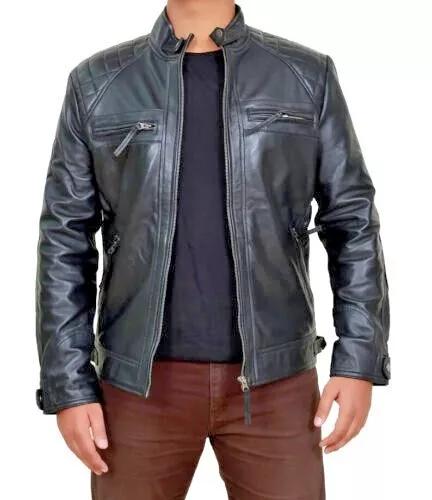 

Genuine Lambskin Leather Jacket Men s Black Stylish Festive Handmade Biker Motorcycle 3XL