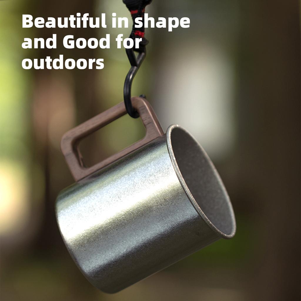 Titanium Camping Cup Pure Ti Travel Mug Wooden Handle 300ml/450ml Outdoor Portable Large Beer Mug
