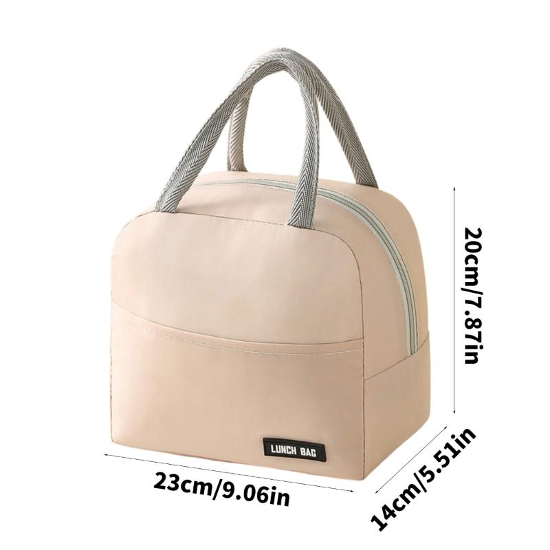 Stylish Insulated Lunch Bag Solid Color Casual Lunch Box Cooling Handbag for School Office or Outdoor Adventures
